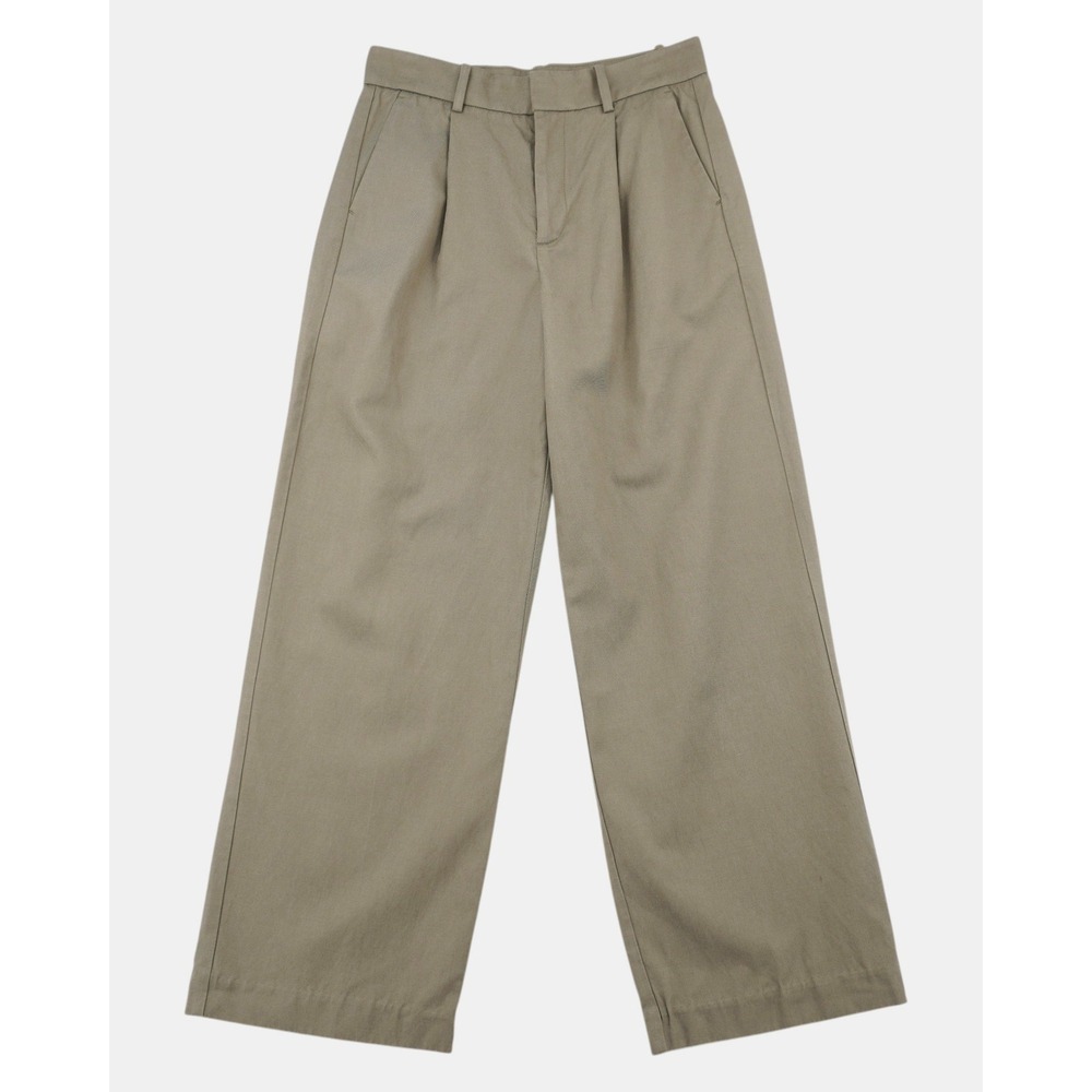 Madewell‎ Slouchy Straight Pants Women's 2 Olive Green Pleated Wide Leg Trousers